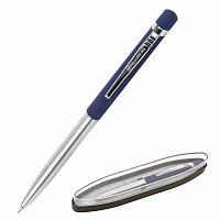 Ручка подарочная шариковая BRAUBERG Ottava, СИНЯЯ, корпус серебристый с синим, линия письма 0,5 мм, 143487 фото Ручка подарочная шариковая BRAUBERG Ottava, СИНЯЯ, корпус серебристый с синим, линия письма 0,5 мм, 143487