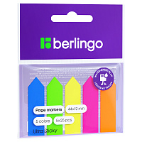Флажки-закладки пластиковые Berlingo "Ultra Sticky", 12*44мм, стрелки, 25л*5 неоновых цветов фото Флажки-закладки пластиковые Berlingo "Ultra Sticky", 12*44мм, стрелки, 25л*5 неоновых цветов