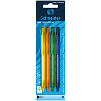 Набор автоматических шариковых ручек Schneider "Fave" 4шт., синие, 1,0мм, корпус ассорти, блистер фото Набор автоматических шариковых ручек Schneider "Fave" 4шт., синие, 1,0мм, корпус ассорти, блистер