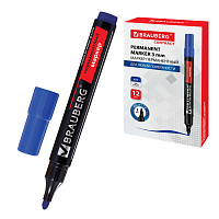 Маркер перманентный BRAUBERG "Contract", СИНИЙ, круглый наконечник, 3 мм, 150466