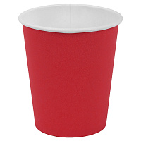 Стакан одноразовый бумажный 250/273 мл, D 80 мм, красный, КОМПЛЕКТ 1000 шт., холодное/горячее, WELDAY (ВЭЛДЭЙ), 702693