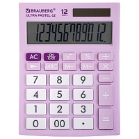 Калькулятор настольный BRAUBERG ULTRA PASTEL-12-PR (192x143 мм), 12 разрядов, двойное питание, СИРЕНЕВЫЙ, 250505 фото Калькулятор настольный BRAUBERG ULTRA PASTEL-12-PR (192x143 мм), 12 разрядов, двойное питание, СИРЕНЕВЫЙ, 250505