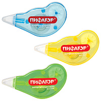 Корректирующая лента ПИФАГОР, 5 мм х 4 м, корпус ассорти, механизм перемотки, блистер, 227803 фото Корректирующая лента ПИФАГОР, 5 мм х 4 м, корпус ассорти, механизм перемотки, блистер, 227803