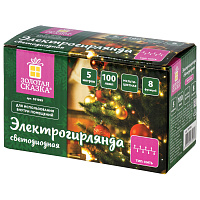 Электрогирлянда-нить комнатная "Стандарт" 5 м, 100 LED, мультицветная, 220 V, контроллер, ЗОЛОТАЯ СКАЗКА, 591099 фото Электрогирлянда-нить комнатная "Стандарт" 5 м, 100 LED, мультицветная, 220 V, контроллер, ЗОЛОТАЯ СКАЗКА, 591099