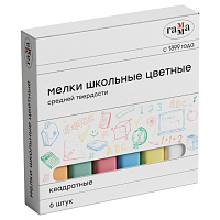 Мелки школьные цветные Гамма, 6шт., средней твердости, квадратные, картонная коробка фото Мелки школьные цветные Гамма, 6шт., средней твердости, квадратные, картонная коробка