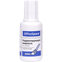 Корректирующая жидкость OfficeSpace, 20мл, водная, с кистью фото Корректирующая жидкость OfficeSpace, 20мл, водная, с кистью