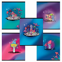 Тетрадь А5 48 л. ПЗБМ, скоба, клетка, Soft Touch, брайль 3D, "Поганки" (микс в спайке), 23836