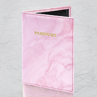 Обложка для паспорта искусственная кожа, принт "Soft Marble", пудрово-розовый, STAFF, 238870