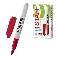 Маркер перманентный STAFF EVERYDAY PM-233, КРАСНЫЙ, эргономичный корпус, круглый наконечник 2 мм, 151235