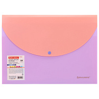 Папка-органайзер конверт на кнопке 6 отделений, BRAUBERG "Extra", A4, лиловая с персиковым, 274101