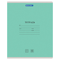 Тетрадь 12 л. BRAUBERG КЛАССИКА NEW частая косая линия, обложка картон, ЗЕЛЕНАЯ, 105694