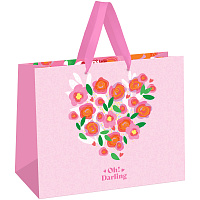 Пакет подарочный 32*26*12см MESHU "Pink flower", матовая ламинация фото Пакет подарочный 32*26*12см MESHU "Pink flower", матовая ламинация