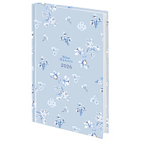 Ежедневник датированный 2026 145х215 мм, А5, STAFF, ламинированная обложка, "Blue Flowers", 117316 фото Ежедневник датированный 2026 145х215 мм, А5, STAFF, ламинированная обложка, "Blue Flowers", 117316