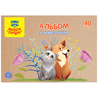 Альбом для рисования 40л., А4, на скрепке Мульти-Пульти "Питомцы", крафт картон фото Альбом для рисования 40л., А4, на скрепке Мульти-Пульти "Питомцы", крафт картон