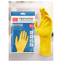 Перчатки резиновые хозяйственные OfficeClean Стандарт, прочные, разм. XL, желтые, пакет с европодвесом фото Перчатки резиновые хозяйственные OfficeClean Стандарт, прочные, разм. XL, желтые, пакет с европодвесом