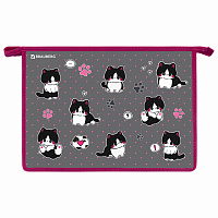 Папка для труда на молнии BRAUBERG А4, 2 отделения, органайзер, "Cat patches", 272211 фото Папка для труда на молнии BRAUBERG А4, 2 отделения, органайзер, "Cat patches", 272211