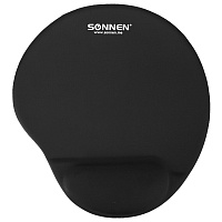 Коврик для мыши с подушкой под запястье SONNEN, полиуретан + лайкра, 250х220х20мм, черный, 513299 фото Коврик для мыши с подушкой под запястье SONNEN, полиуретан + лайкра, 250х220х20мм, черный, 513299