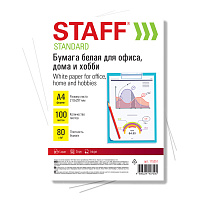 Бумага белая А4, 80 г/м2, 100 л., STAFF "СТАНДАРТ", СТУДЕНЧЕСКАЯ, Россия, 146% (CIE), 115351 фото Бумага белая А4, 80 г/м2, 100 л., STAFF "СТАНДАРТ", СТУДЕНЧЕСКАЯ, Россия, 146% (CIE), 115351
