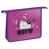 Папка для тетрадей 1 отделение, ArtSpace "MEOW", А5, пластик, на молнии фото Папка для тетрадей 1 отделение, ArtSpace "MEOW", А5, пластик, на молнии