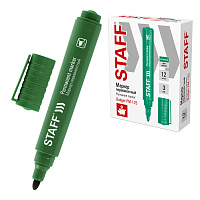 Маркер перманентный STAFF "Basic Budget PM-125", ЗЕЛЕНЫЙ, круглый наконечник 3 мм, 152177
