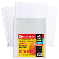Папки-файлы перфорированные А4+ BRAUBERG, КОМПЛЕКТ 50 шт., матовые, СВЕРХПРОЧНЫЕ, 100 мкм, 225219 фото Папки-файлы перфорированные А4+ BRAUBERG, КОМПЛЕКТ 50 шт., матовые, СВЕРХПРОЧНЫЕ, 100 мкм, 225219