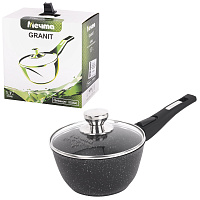 Ковш 1,7 л, съемная soft-touch ручка, жаропрочная стеклянная крышка, антипригарное покрытие, МЕЧТА "Гранит Black", 082802 фото Ковш 1,7 л, съемная soft-touch ручка, жаропрочная стеклянная крышка, антипригарное покрытие, МЕЧТА "Гранит Black", 082802