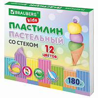 Пластилин классический пастельные цвета BRAUBERG KIDS, 12 цветов, 180 грамм, стек, 106681 фото Пластилин классический пастельные цвета BRAUBERG KIDS, 12 цветов, 180 грамм, стек, 106681