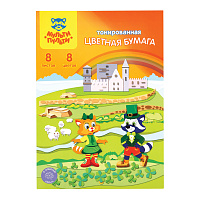 Цветная бумага тонированная А4, Мульти-Пульти, 8л., 8цв., в папке, "Приключения Енота фото Цветная бумага тонированная А4, Мульти-Пульти, 8л., 8цв., в папке, "Приключения Енота