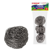 Губки (мочалки) металлические, спиральные, 3х20 г, КОМПЛЕКТ 3 шт., для посуды, гриля, плиты, LAIMA, 603102 фото Губки (мочалки) металлические, спиральные, 3х20 г, КОМПЛЕКТ 3 шт., для посуды, гриля, плиты, LAIMA, 603102