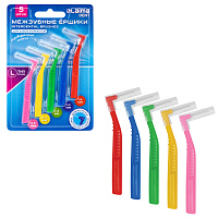 Межзубные ершики 0,6-0,7-0,8-1-1,5 мм, для зубов и брекетов, 5 шт., угловая ручка L-тип, LAIMA DENT, 609418