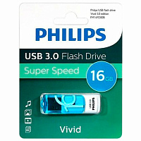 Флеш-диск 16 GB PHILIPS VIVID, разъем USB 3.0, синий, FM16FD00B/97 фото Флеш-диск 16 GB PHILIPS VIVID, разъем USB 3.0, синий, FM16FD00B/97