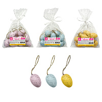 Декорация пасхальная 4 см "Яйца" КОМПЛЕКТ 12 шт., пластик, 3 дизайна ассорти, ЗОЛОТАЯ СКАЗКА, 592633