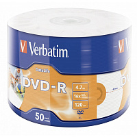 Диски DVD-R VERBATIM DataLife, 4,7 Гб, 16x, Bulk (термоусадка без шпиля), КОМПЛЕКТ 50 шт., 43791 фото Диски DVD-R VERBATIM DataLife, 4,7 Гб, 16x, Bulk (термоусадка без шпиля), КОМПЛЕКТ 50 шт., 43791