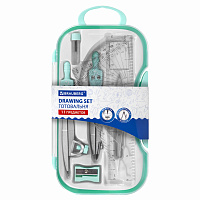 Готовальня BRAUBERG SCHOOL KIT, 11 предметов, циркуль 115 мм, циркуль 125 мм, чертежные принадлежности, мятный цвет, 210706 фото Готовальня BRAUBERG SCHOOL KIT, 11 предметов, циркуль 115 мм, циркуль 125 мм, чертежные принадлежности, мятный цвет, 210706