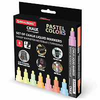 Маркеры меловые CHALK LIQUID MARKER, ПАСТЕЛЬ, НАБОР 8 ЦВЕТОВ, 3 мм, стираемые, BRAUBERG "CHALK", 152598 фото Маркеры меловые CHALK LIQUID MARKER, ПАСТЕЛЬ, НАБОР 8 ЦВЕТОВ, 3 мм, стираемые, BRAUBERG "CHALK", 152598