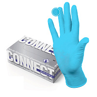 Перчатки смотровые нитриловые CONNECT, голубые, 50 пар (100 штук), размер S (малые), - фото Перчатки смотровые нитриловые CONNECT, голубые, 50 пар (100 штук), размер S (малые), -