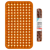 Коврик для ванны противоскользящий 70х40 см, "Квадраты", прозрачно-коричневый, ПВХ, PRIMILA (ПРИМИЛА), 700367