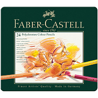Карандаши цветные художественные Faber-Castell "Polychromos", 24цв., заточен., метал. коробка фото Карандаши цветные художественные Faber-Castell "Polychromos", 24цв., заточен., метал. коробка