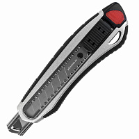 Нож канцелярский мощный 18 мм BRAUBERG "Heavy duty", автофиксатор, резиновые вставки, металл, 237158 фото Нож канцелярский мощный 18 мм BRAUBERG "Heavy duty", автофиксатор, резиновые вставки, металл, 237158