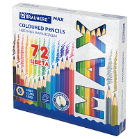Карандаши цветные супермягкие яркие BRAUBERG MAX, 72 цвета, шестигранные, грифель 3,3 мм, натуральное дерево, 181861 фото Карандаши цветные супермягкие яркие BRAUBERG MAX, 72 цвета, шестигранные, грифель 3,3 мм, натуральное дерево, 181861
