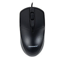 Мышь проводная SONNEN B61, USB, 1000 dpi, 2 кнопки + колесо-кнопка, оптическая, черная, 513513 фото Мышь проводная SONNEN B61, USB, 1000 dpi, 2 кнопки + колесо-кнопка, оптическая, черная, 513513