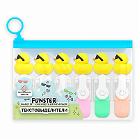 Набор текстовыделителей с топперами 6 ЦВЕТОВ ПАСТЕЛЬ, "КРУТЫЕ УТЯТА", линия 1-4 мм, FUNSTER (ФАНСТЕР), 152652