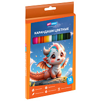 Карандаши цветные ArtSpace "Дракоша", 18цв., шестигранные, заточен., картон. упак., европодвес фото Карандаши цветные ArtSpace "Дракоша", 18цв., шестигранные, заточен., картон. упак., европодвес