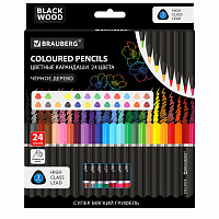 Карандаши цветные чёрное дерево BRAUBERG BLACK WOOD, 24 цвета, трехгранные, мягкий грифель 3 мм, 181949 фото Карандаши цветные чёрное дерево BRAUBERG BLACK WOOD, 24 цвета, трехгранные, мягкий грифель 3 мм, 181949