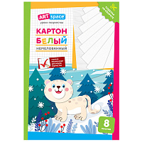 Картон белый А4, ArtSpace, 8л., немелованный, в папке, "Снежный барс фото Картон белый А4, ArtSpace, 8л., немелованный, в папке, "Снежный барс