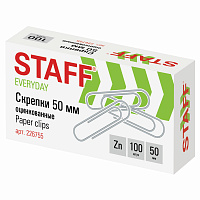 Скрепки большие 50 мм, STAFF "EVERYDAY", оцинкованные, 100 шт., в картонной коробке, РОССИЯ, 226755 фото Скрепки большие 50 мм, STAFF "EVERYDAY", оцинкованные, 100 шт., в картонной коробке, РОССИЯ, 226755