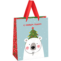 Пакет подарочный 18*23*10см MESHU "Happy bear", фольга, блестки, матовая ламинация фото Пакет подарочный 18*23*10см MESHU "Happy bear", фольга, блестки, матовая ламинация