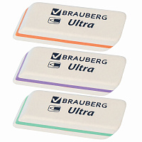 Ластик BRAUBERG "Ultra", 50х14х8 мм, белый, детали ассорти, натуральный каучук, 228704 фото Ластик BRAUBERG "Ultra", 50х14х8 мм, белый, детали ассорти, натуральный каучук, 228704