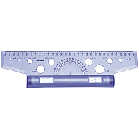 Линейка с роликом (рейсшина) 30 см, пластиковый ролик, с транспортиром, прозрачная, ЛР20