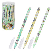 Ручка стираемая гелевая, кросс-серия "МИЛЫЕ КОТЫ", BRAUBERG, СИНЯЯ, корпус ассорти, игольчатый наконечник 0,5 мм, линия 0,35 мм, 144481